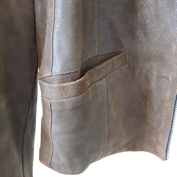 Sachin + Babi For Ankasa Brown Leather Jacket Size 8 - Picture 13 of 16